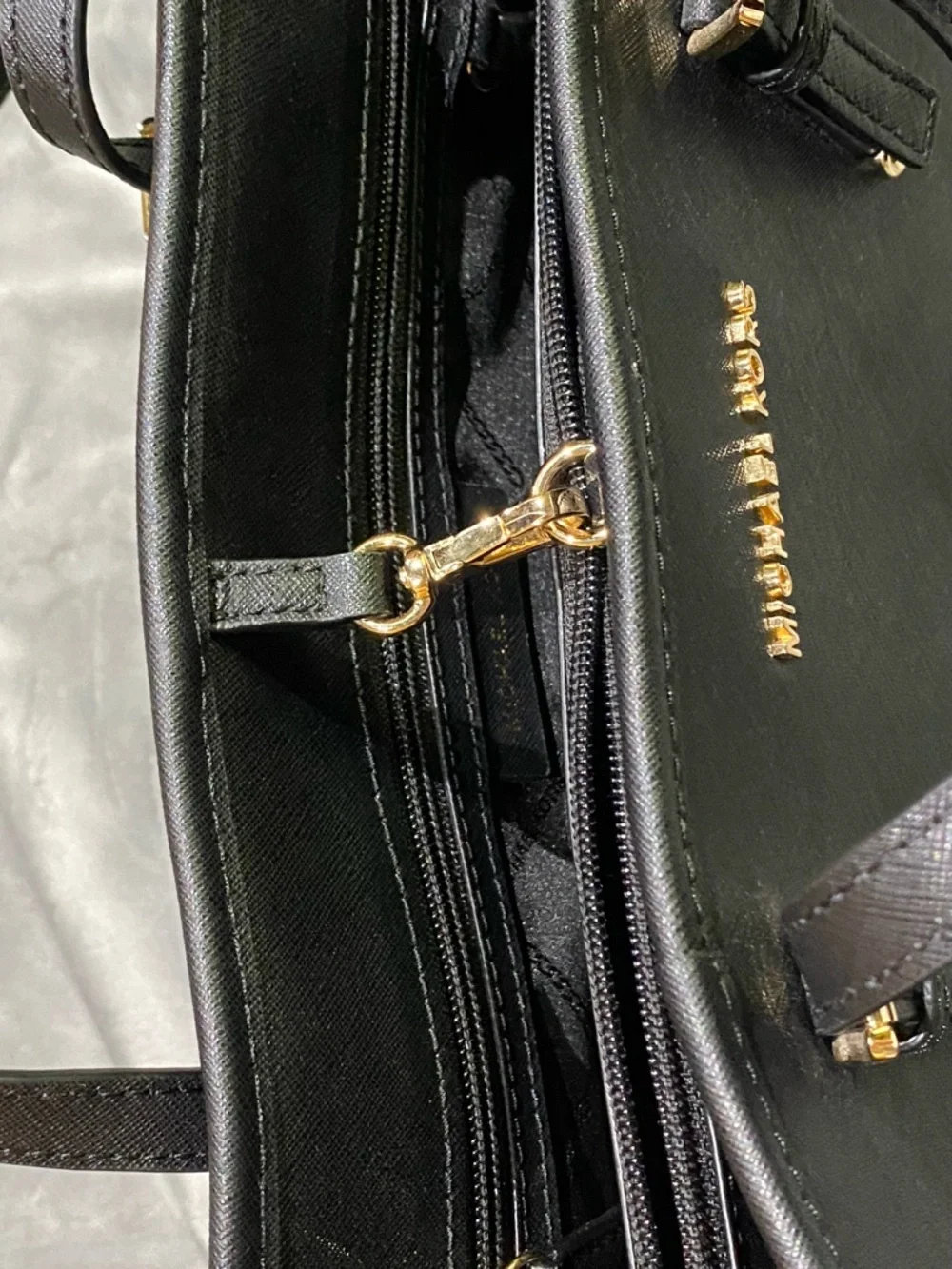 Michael Kors Black Leather Tote with Gold Hardware - Picture 11 of 13